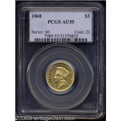 1868 $3 AU55 PCGS.