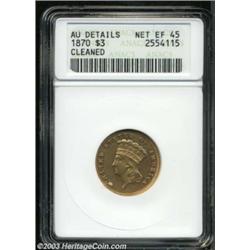 1870 $3 --Cleaned--ANACS. AU Details, Net XF45.