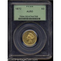 1872 $3 AU50 PCGS.