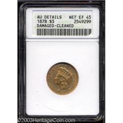 1878 $3 --Damaged, Cleaned--ANACS. AU Details, Net XF45.