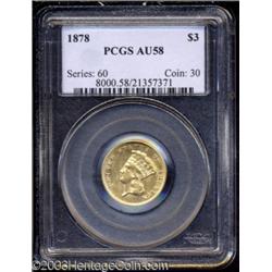 1878 $3 AU58 PCGS.