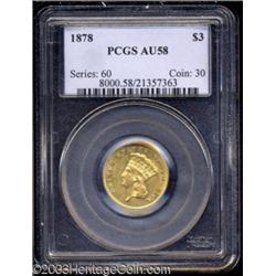 1878 $3 AU58 PCGS.