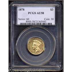 1878 $3 AU58 PCGS.