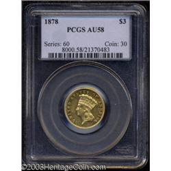 1878 $3 AU58 PCGS.