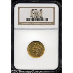 1878 $3 MS61 NGC.