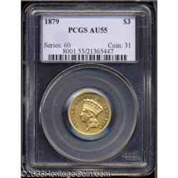 1879 $3 AU55 PCGS.