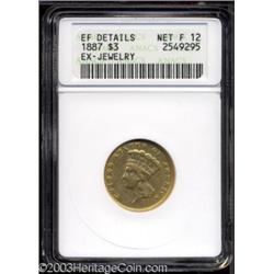 1887 $3 --Ex-Jewelry--ANACS. XF Details, Net Fine 12.