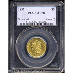 1835 $5 AU58 PCGS.