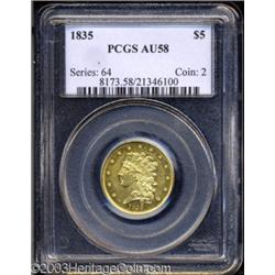 1835 $5 AU58 PCGS.