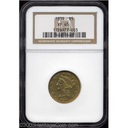 1839 $5 XF45 NGC.