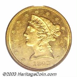 1840 $5 Narrow Mill MS62 PCGS.