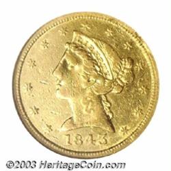 1843-D $5 Large D XF40 ANACS.