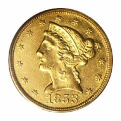 1853-C $5 AU50 PCGS.