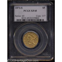 1873-S $5 XF45 PCGS.