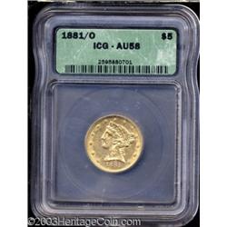 1881/0 $5 AU58 ICG.