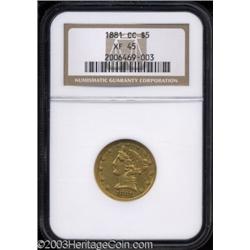 1881-CC $5 XF45 NGC.