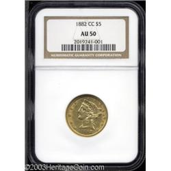 1882-CC $5 AU50 NGC.