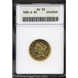 1885-S $5 AU58 ANACS.