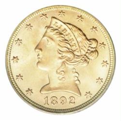 1892 $5 MS67 PCGS.