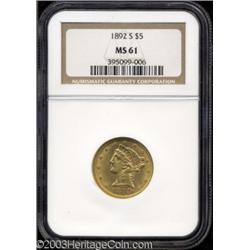 1892-S $5 MS61 NGC.