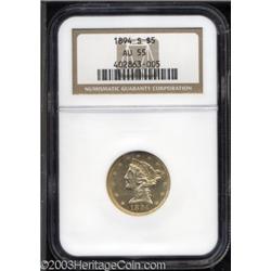 1894-S $5 AU55 NGC.