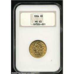 1904 $5 MS63 NGC.