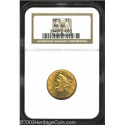 1904 $5 MS64 NGC.