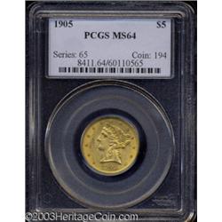1905 $5 MS64 PCGS.
