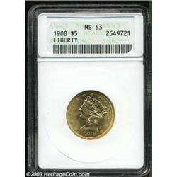 1908 $5 MS63 ANACS.