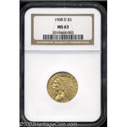 1908-D $5 MS63 NGC.