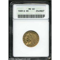 1909-D $5 MS60 ANACS.