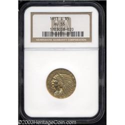 1913-S $5 AU55 NGC.