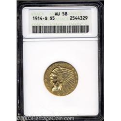 1914-S $5 AU58 ANACS.