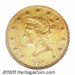 1839 $10 Type of 1838, Large Letters XF45 NGC.