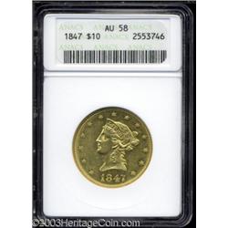 1847 $10 AU58 ANACS.
