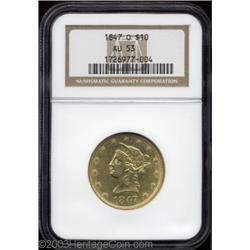 1847-O $10 AU53 NGC.