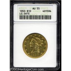 1850 $10 Large Date AU55 ANACS.