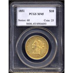 1851 $10 XF45 PCGS.