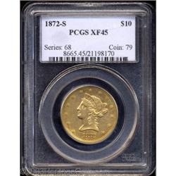 1872-S $10 XF45 PCGS.