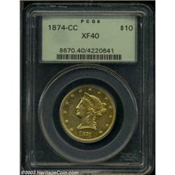1874-CC $10 XF40 PCGS.