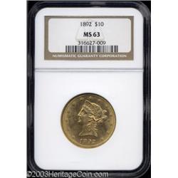 1892 $10 MS63 NGC.