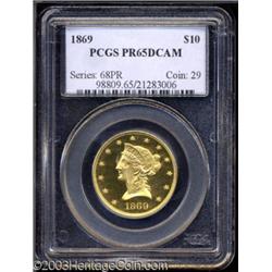 1869 $10 PR65 Deep Cameo PCGS.