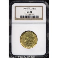 1907 $10 No Motto MS62 NGC.