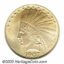 1907 $10 No Motto MS64 PCGS.