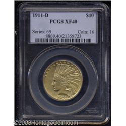 1911-D $10 XF40 PCGS.