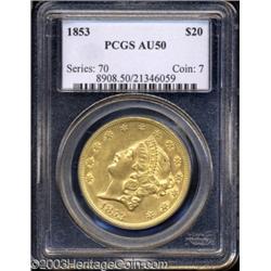 1853 $20 AU50 PCGS.