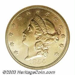 1854 $20 Small Date MS62 NGC.