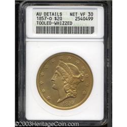 1857-O $20 --Tooled, Whizzed--ANACS. AU Details, Net VF30.