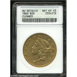 1860 $20 --Cleaned--ANACS. AU Details, Net XF45.