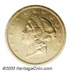 1861-S $20 Paquet--Tooled, Cleaned--ANACS. AU Details, Net VF30.